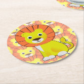 Schattigee Baby Lion All Over Print Pattern Ronde Kartonnen Onderzetter (Gebogen)