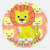 Schattigee Baby Lion All Over Print Pattern Ronde Sticker (Voorkant)