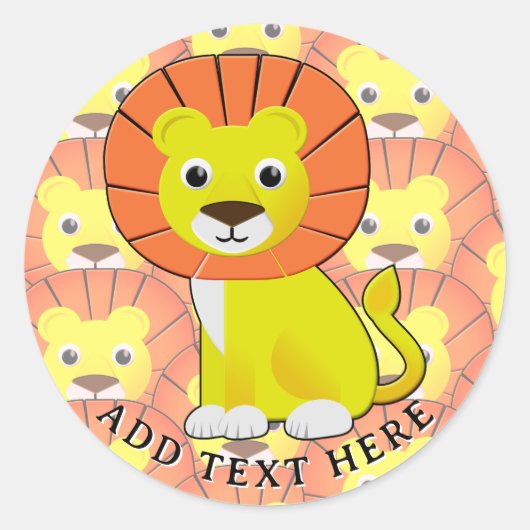 Schattigee Baby Lion All Over Print Pattern Ronde Sticker (Voorkant)