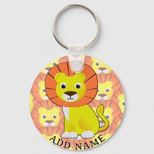 Schattigee Baby Lion All Over Print Pattern Sleutelhanger (Voorkant)