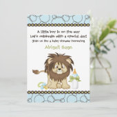 Schattigee Baby Lion Boys Baby shower Uitnodiging (Staand voorkant)