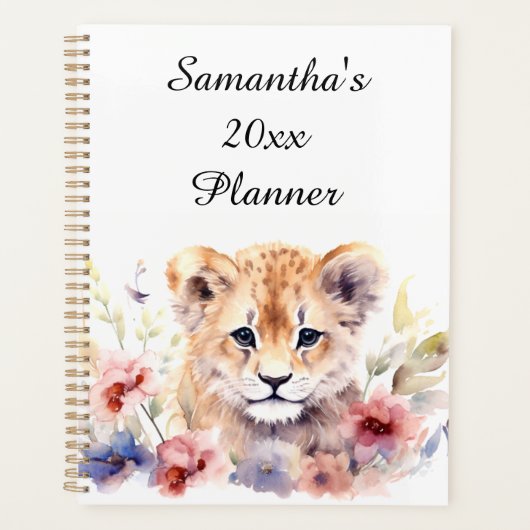 Schattigee Baby Lion gepersonaliseerde planner (Voorkant)