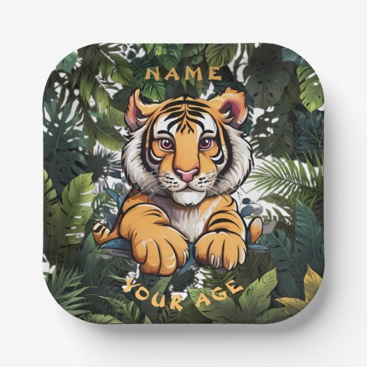 Schattigee Baby Lion Kinderen Papieren Bordje (Voorkant)