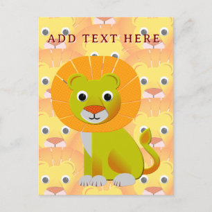 Schattigee Baby Lion over  printpatroon Briefkaart