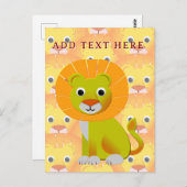Schattigee Baby Lion over  printpatroon Briefkaart (Voorkant / Achterkant)