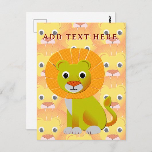 Schattigee Baby Lion over  printpatroon Briefkaart (Voorkant / Achterkant)