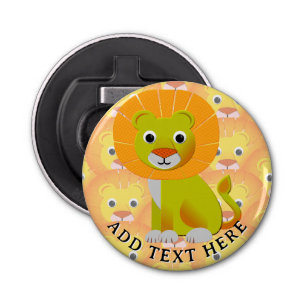 Schattigee Baby Lion over  printpatroon Button Flesopener