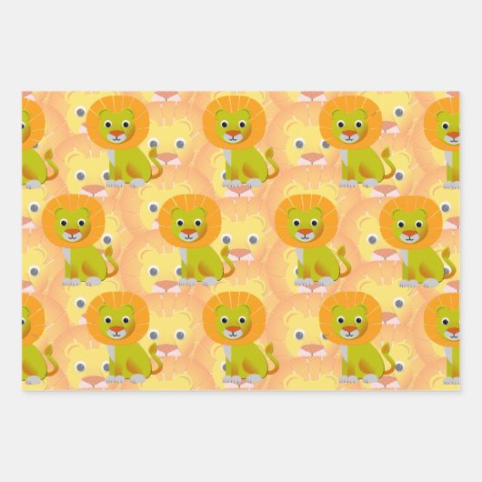Schattigee Baby Lion over  printpatroon Inpakpapier Vel (Voorkant 3)