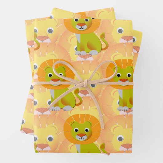 Schattigee Baby Lion over  printpatroon Inpakpapier Vel (In situ)