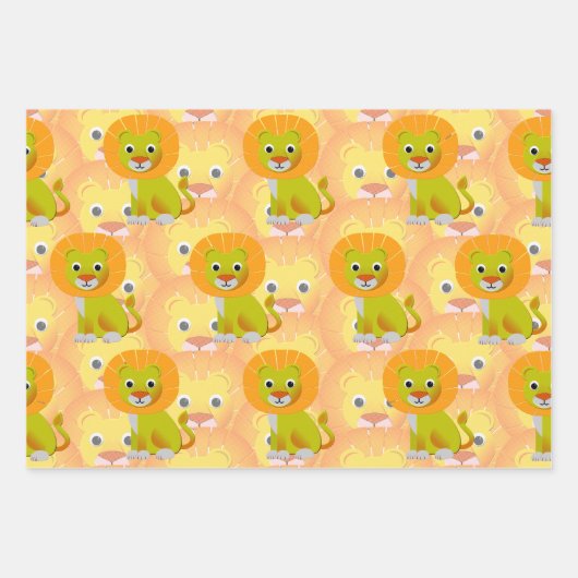 Schattigee Baby Lion over  printpatroon Inpakpapier Vel (Voorkant)