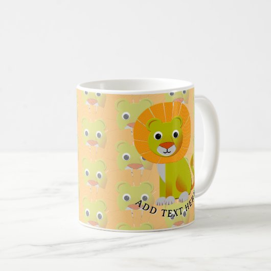 Schattigee Baby Lion over  printpatroon Koffiemok (Voorkant rechts)
