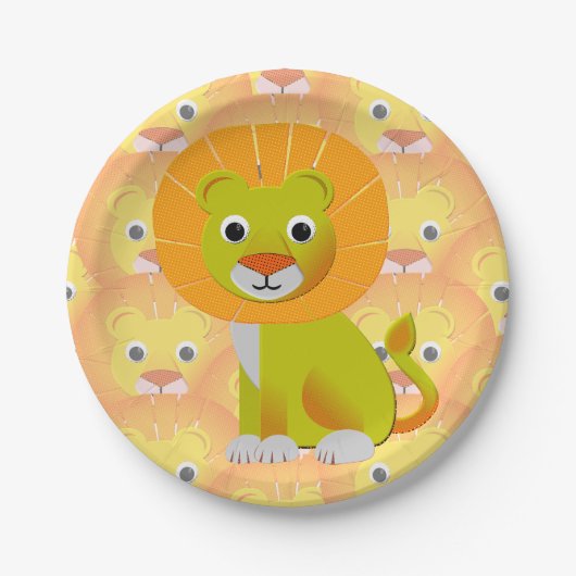 Schattigee Baby Lion over printpatroon Papieren Bordje (Voorkant)