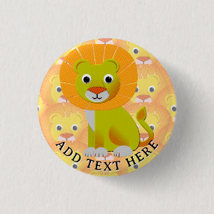 Schattigee Baby Lion over  printpatroon Ronde Button 3,2 Cm