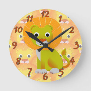 Schattigee Baby Lion over  printpatroon Ronde Klok