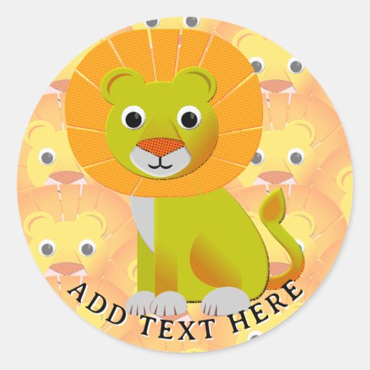 Schattigee Baby Lion over  printpatroon Ronde Sticker (Voorkant)