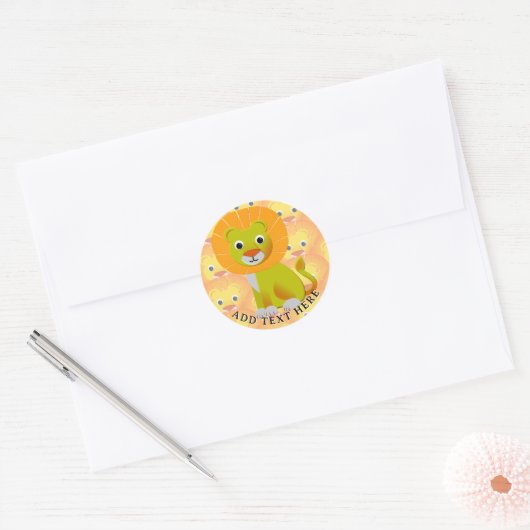 Schattigee Baby Lion over  printpatroon Ronde Sticker (Envelop)