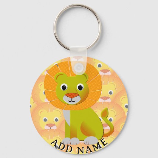 Schattigee Baby Lion over  printpatroon Sleutelhanger (Voorkant)
