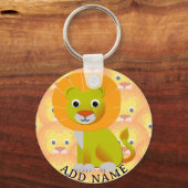 Schattigee Baby Lion over  printpatroon Sleutelhanger (Achterkant)
