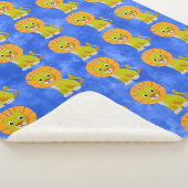 Schattigee Baby Lion  Print Patroon Blauw Sherpa Deken (3/4)