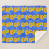 Schattigee Baby Lion  Print Patroon Blauw Sherpa Deken (Voorkant (horizontaal))