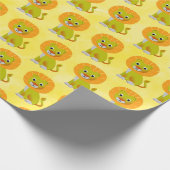 Schattigee Baby Lion  Print Patroon Geel Cadeaupapier (Hoek)