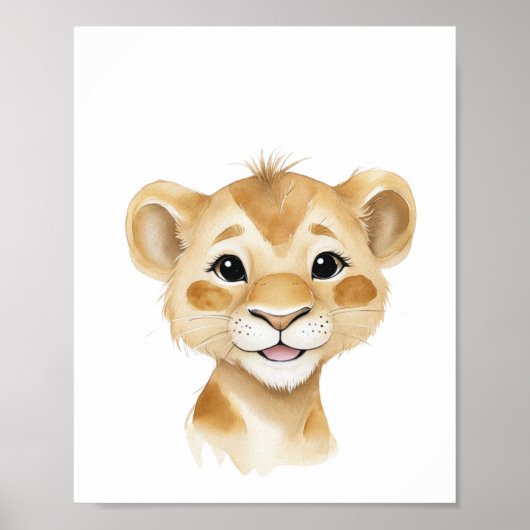 Schattigee Baby Lion Safari Nursery Wall Art Poster (Voorkant)