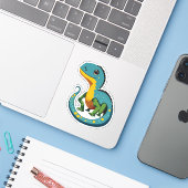 Schattigee Baby Lizard Cartoon Karakter Sticker (Laptop met iPhone)
