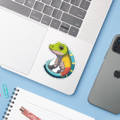 Schattigee Baby Lizard Cartoon Karakter Sticker (Laptop met iPhone)