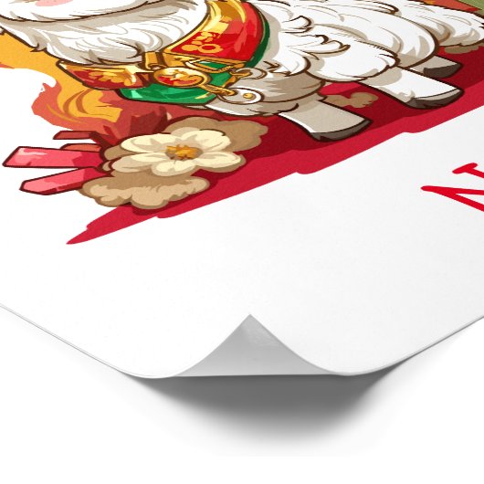 Schattigee Baby Llama Aangepaste naam Poster (Hoek)