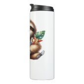 Schattigee Baby Luiaard met pompoenkoffie en panne Thermosbeker (Geroteerd rechts)