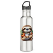 Schattigee Baby Luiaard met pompoenkoffie en panne Waterfles (Voorkant)