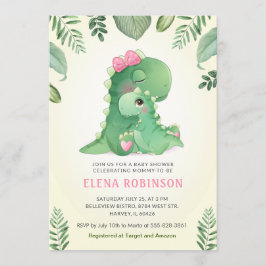 Schattigee Baby mama dinosaurus meisje Baby shower Kaart