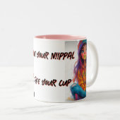 SCHATTIGEE BABY MEISJE AFBEELDING DAT, S SOMMIGEN TWEEKLEURIGE KOFFIEMOK (Voorkant rechts)