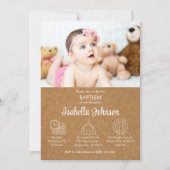 Schattigee Baby Meisje Bautizo Uitnodiging Moderne (Voorkant)