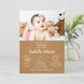 Schattigee Baby Meisje Bautizo Uitnodiging Moderne (Staand voorkant)