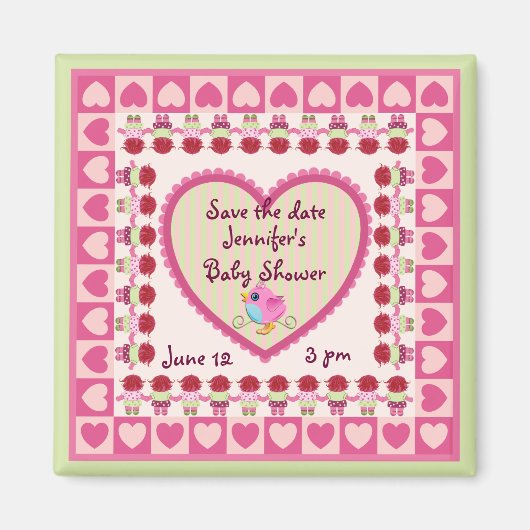 Schattigee Baby (meisje) Bewaar de datum Baby show Magneet (Voorkant)