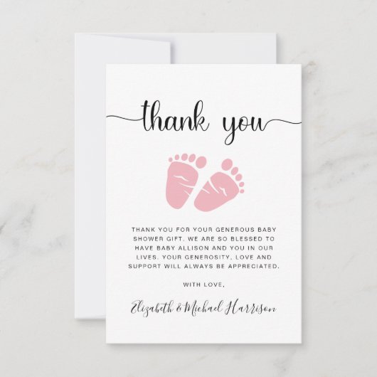 Schattigee Baby Meisje Douche Bedankkaart (Voorkant)