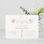 Schattigee Baby Meisje Douche Bruin Gingham Notedr Kaart (Staand voorkant)