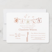 Schattigee Baby Meisje Douche Bruin Gingham Notedr Kaart (Voorkant)