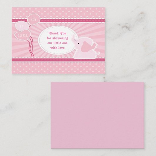 Schattigee Baby Meisje Douche Dank u Kaarten Notitiekaartje (Voorkant / Achterkant)