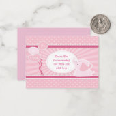 Schattigee Baby Meisje Douche Dank u Kaarten Notitiekaartje (Voorkant / Achterkant in situ)