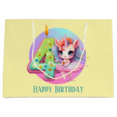 Schattigee baby meisje eenhoorn 4e verjaardag groot cadeauzakje (Voorkant)