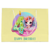 Schattigee baby meisje eenhoorn 4e verjaardag groot cadeauzakje (Achterkant)