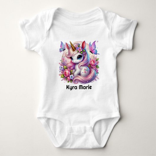 Schattigee baby meisje eenhoorn fantasie romper (Voorkant)