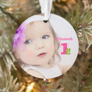 Schattigee Baby Meisje Foto 1e jaar Ornament