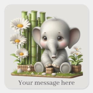 Schattigee baby meisje olifant Voeg bericht toe Vierkante Sticker