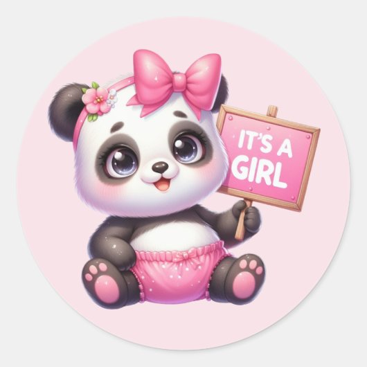 Schattigee baby meisje panda beer ronde sticker (Voorkant)