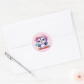 Schattigee baby meisje pinguïn ronde sticker (Envelop)