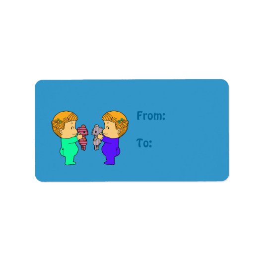 Schattigee baby meisje tweeling etiket (Voorkant)