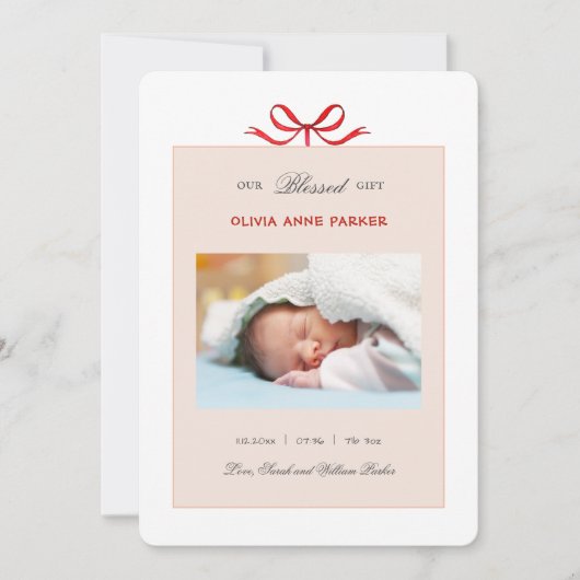 Schattigee baby meisje vakantie geboorte aankondiging (Voorkant)